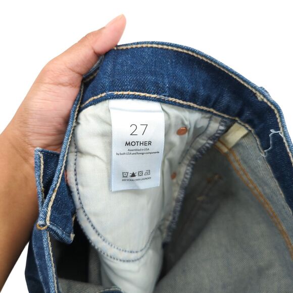 Mother Women 27 Pinch Sneak Jeans Blue Wide Leg Denim High Waist Pleated NEW - Picture 10 of 10